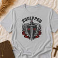 Equipped Sword Shield T‑Shirt — Medieval Crest Graphic Tee