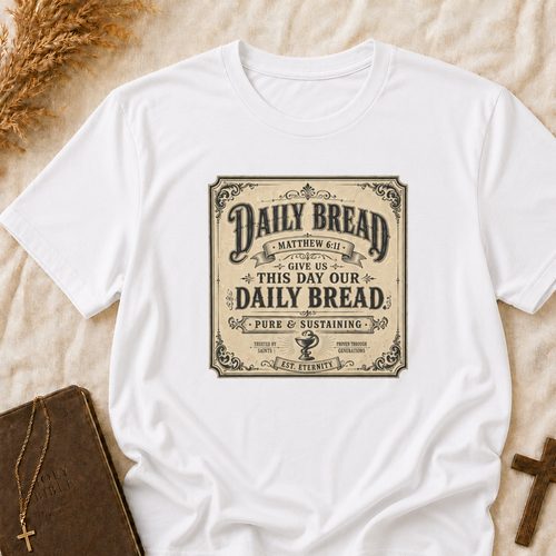Daily Bread Vintage Typography T-Shirt — "Give Us This Day Our Daily Bread" Christian Faith Tee