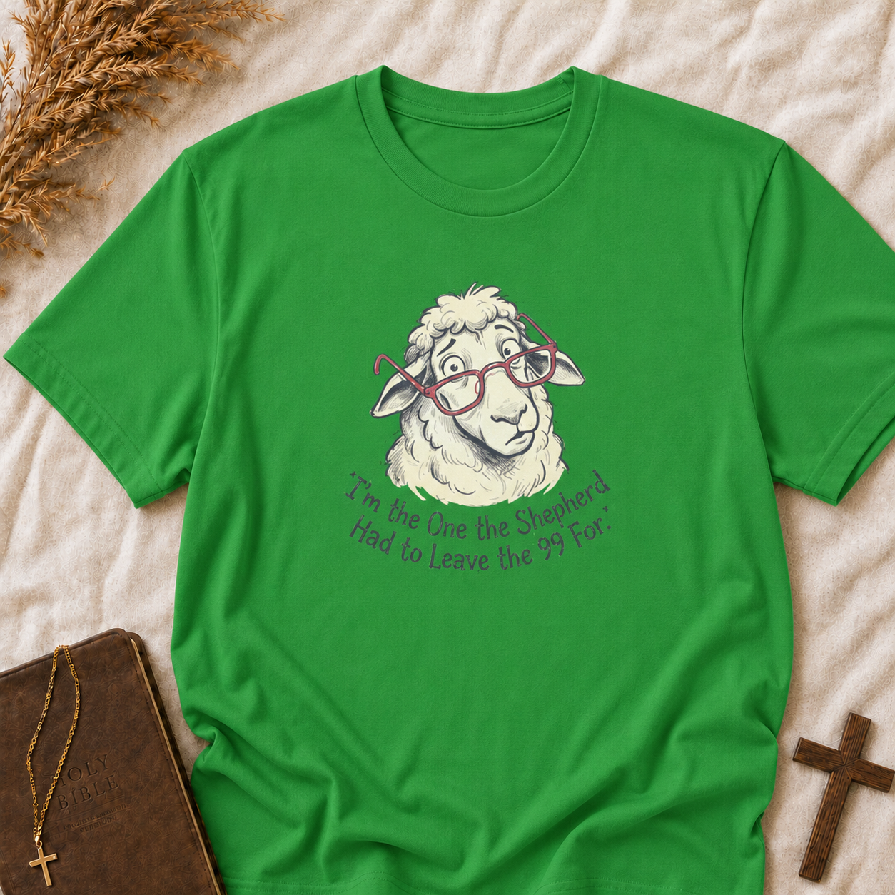 Sheep Graphic T-Shirt — “I’m The One The Shepherd Had to Leave the 99 For” Cute Farm Animal Tee