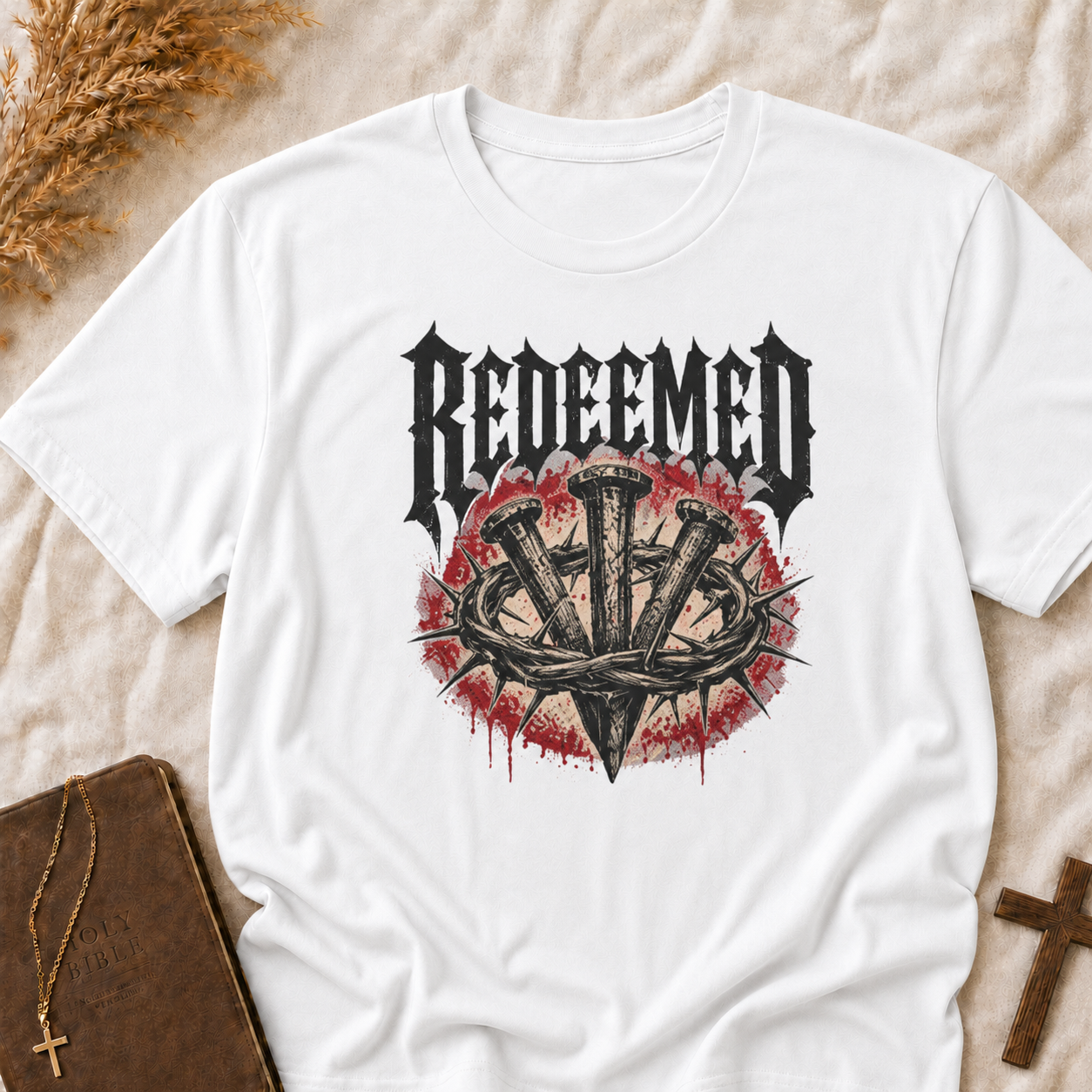 Redeemed Cross T-Shirt — Christian Gothic Faith Tee