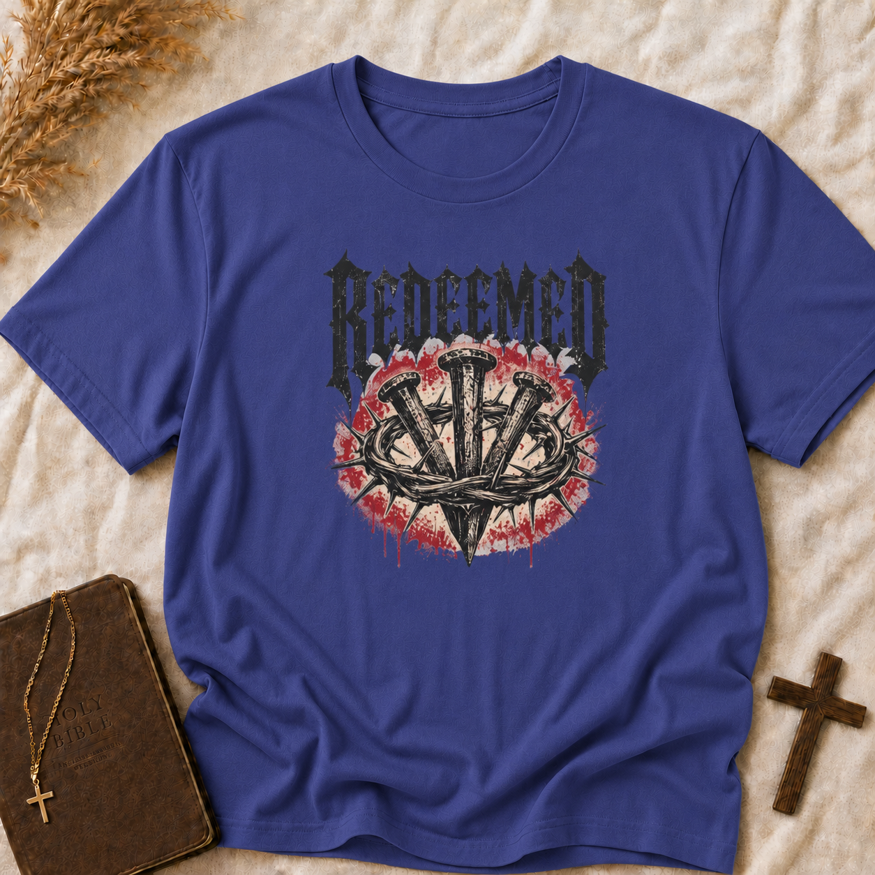 Redeemed Cross T-Shirt — Christian Gothic Faith Tee