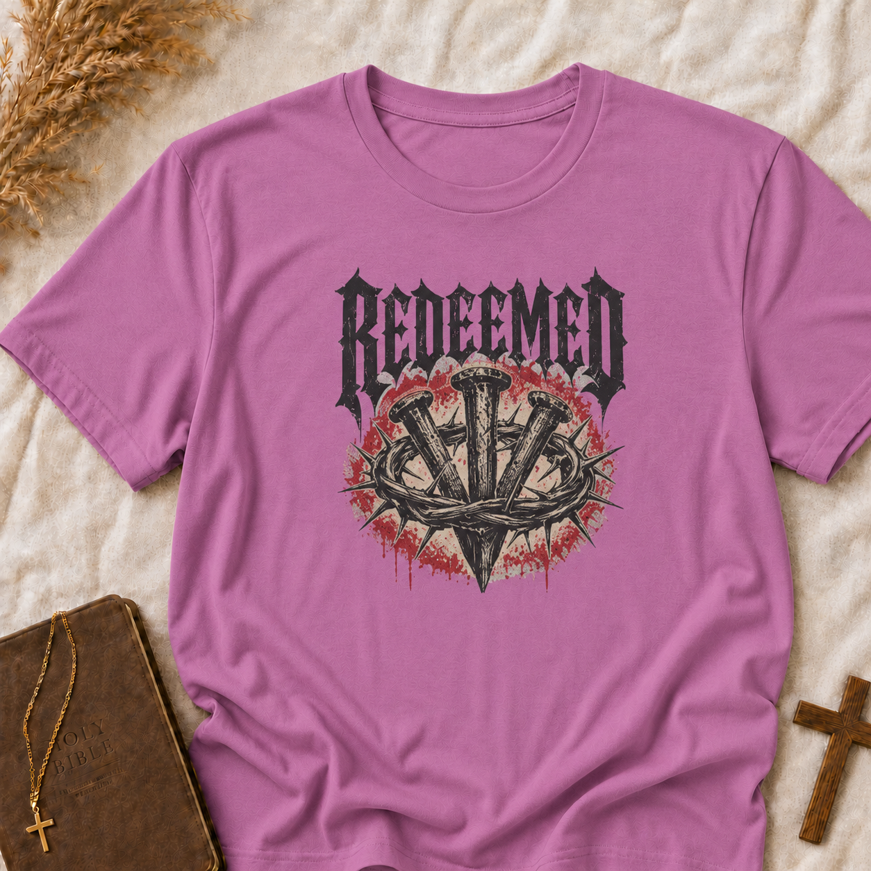 Redeemed Cross T-Shirt — Christian Gothic Faith Tee