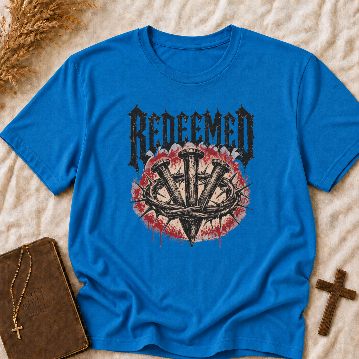 Redeemed Cross T-Shirt — Christian Gothic Faith Tee