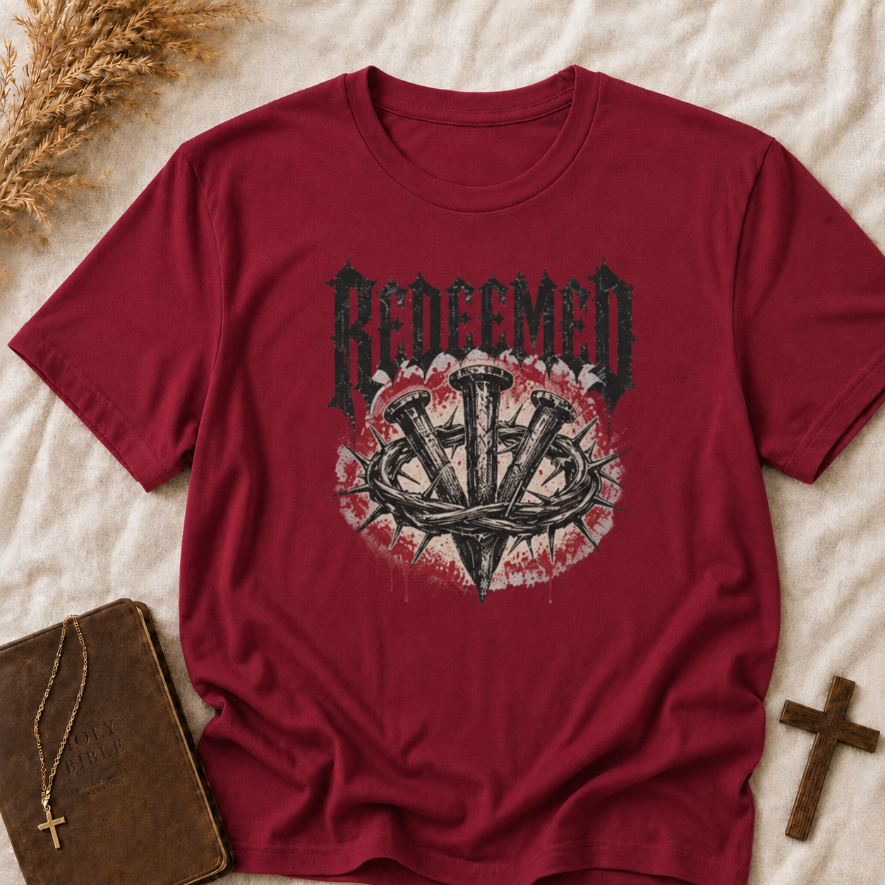 Redeemed Cross T-Shirt — Christian Gothic Faith Tee