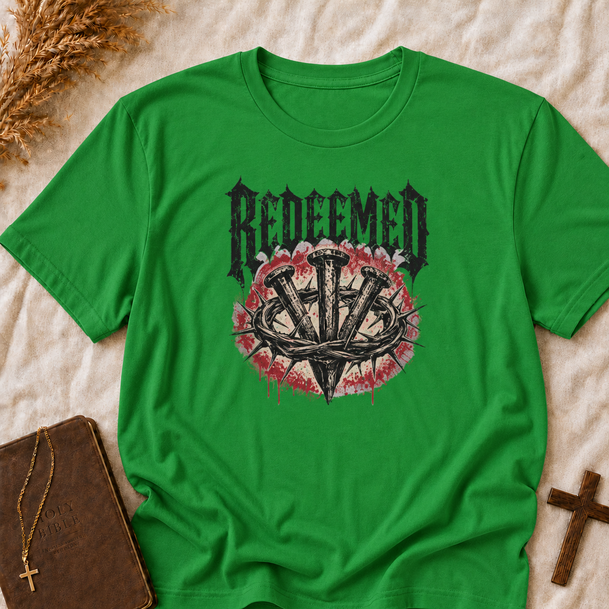 Redeemed Cross T-Shirt — Christian Gothic Faith Tee