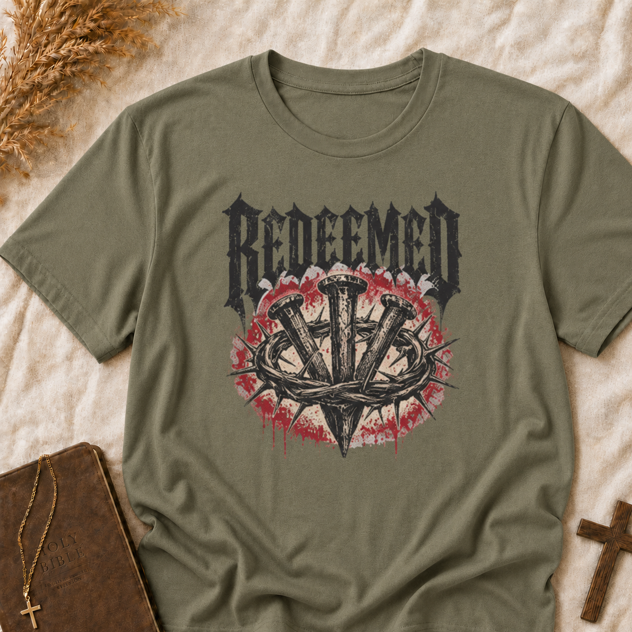 Redeemed Cross T-Shirt — Christian Gothic Faith Tee