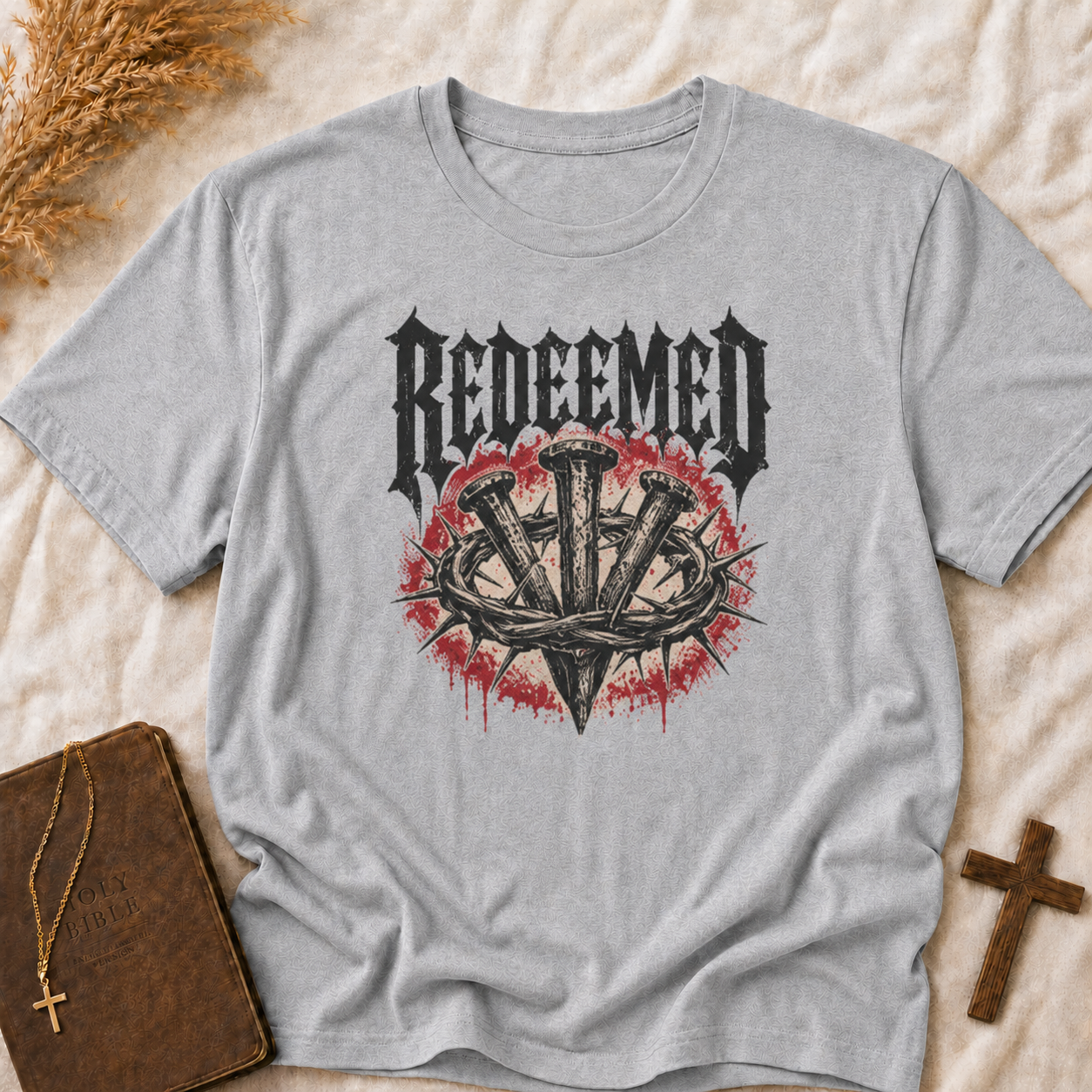 Redeemed Cross T-Shirt — Christian Gothic Faith Tee