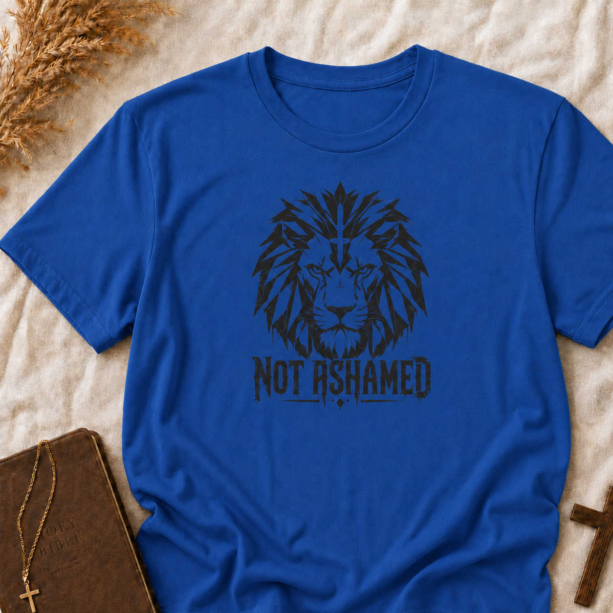 T-Shirt — 'Not Ashamed' Lion Graphic Faith Tee