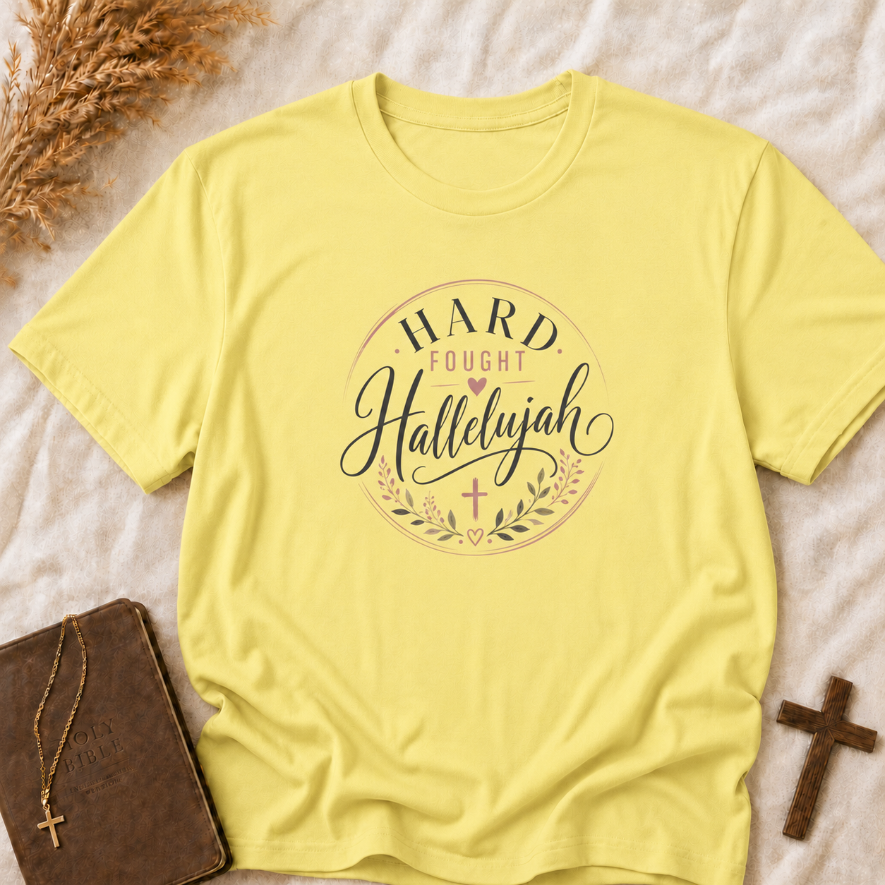 Hallelujah Faith Tee - "Hard Fought Hallelujah" Christian Inspirational T-Shirt