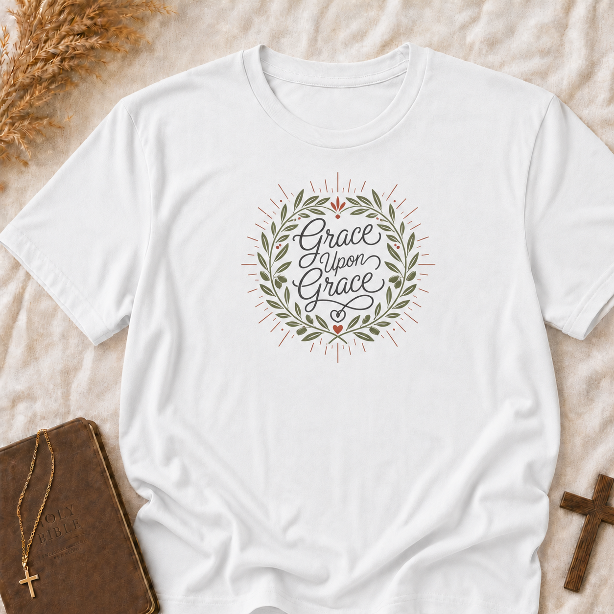 Grace Upon Grace Floral Wreath T-Shirt
