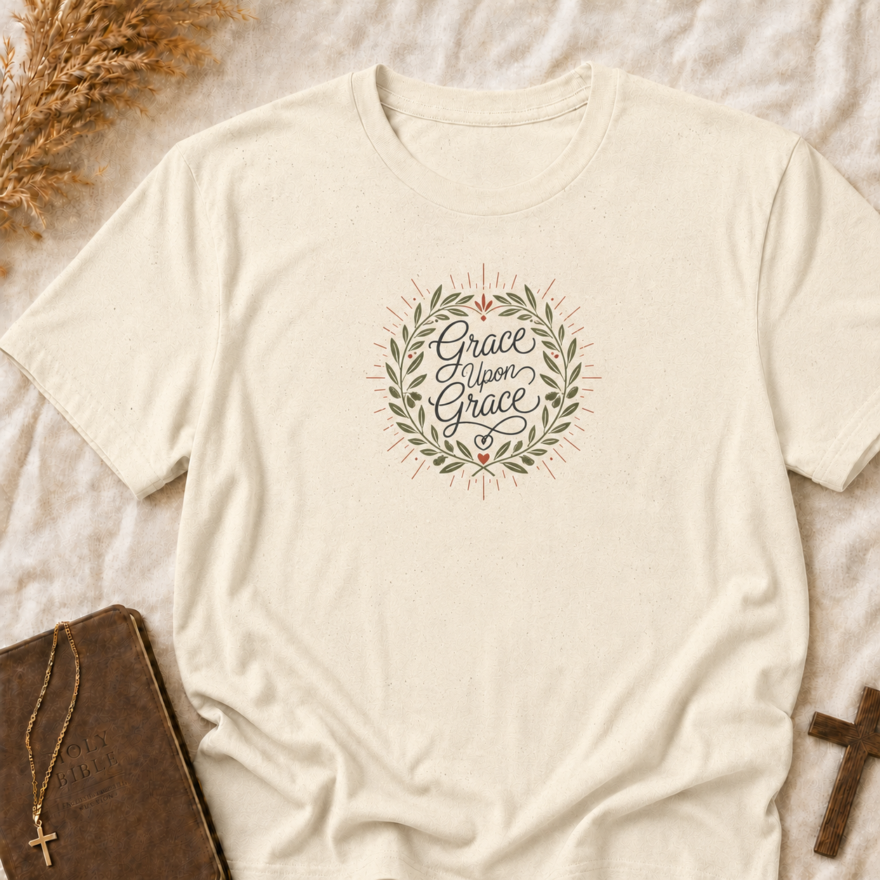 Grace Upon Grace Floral Wreath T-Shirt