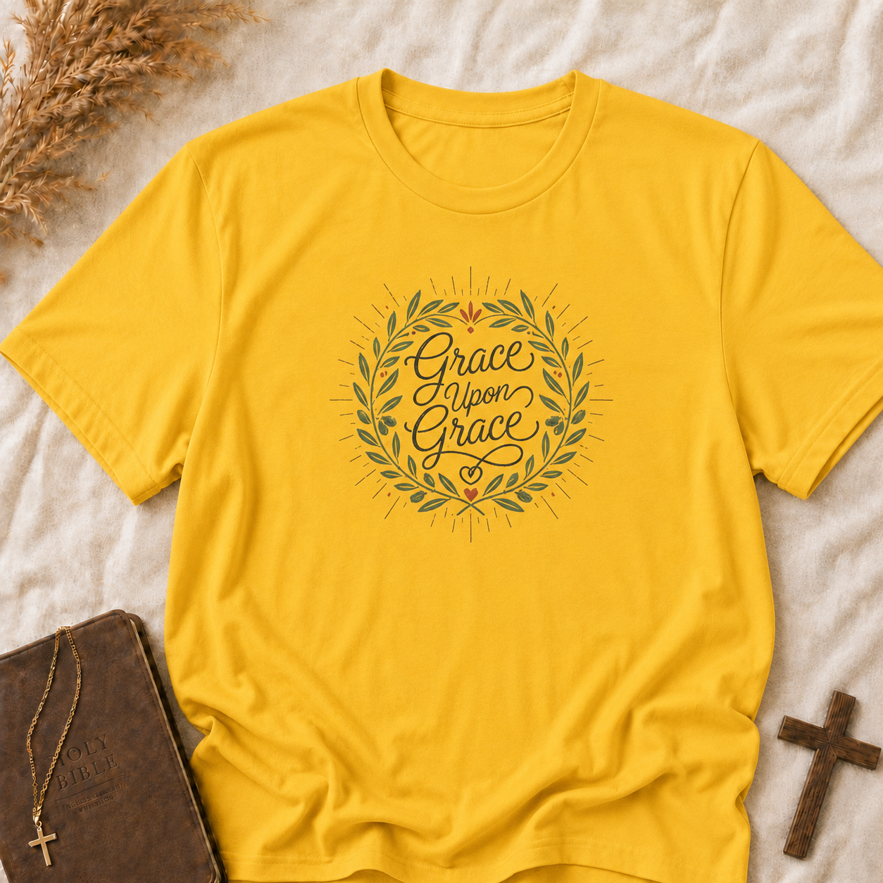 Grace Upon Grace Floral Wreath T-Shirt