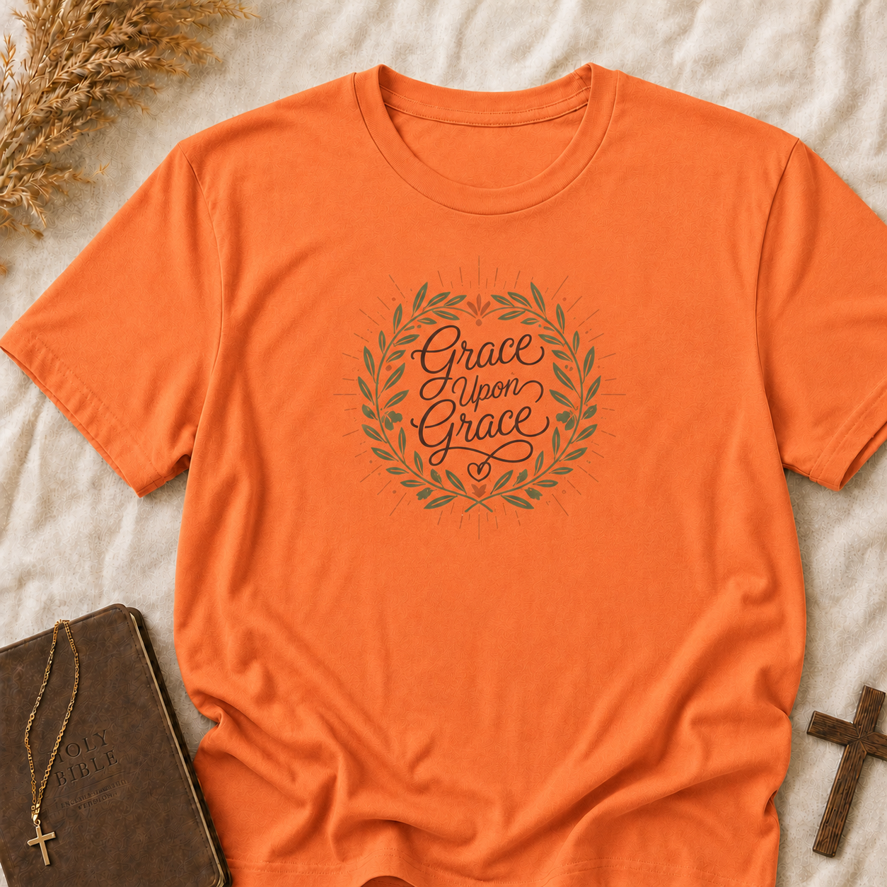Grace Upon Grace Floral Wreath T-Shirt