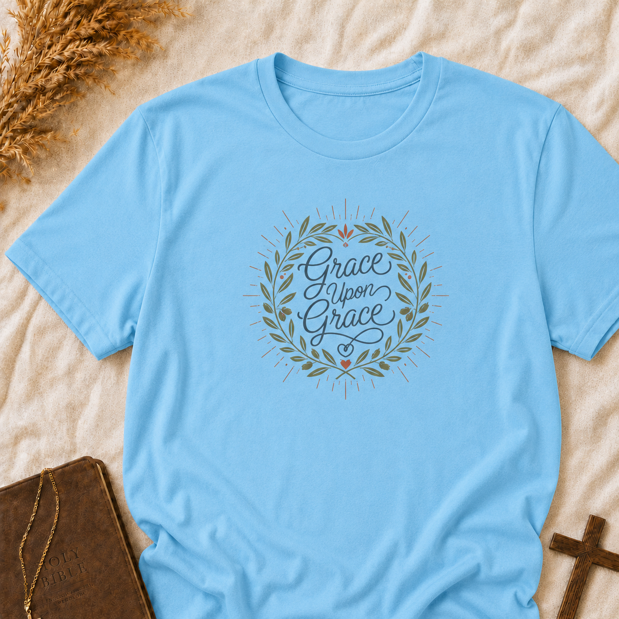 Grace Upon Grace Floral Wreath T-Shirt