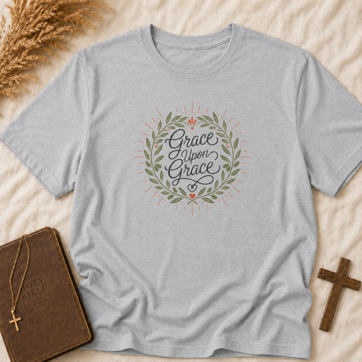Grace Upon Grace Floral Wreath T-Shirt