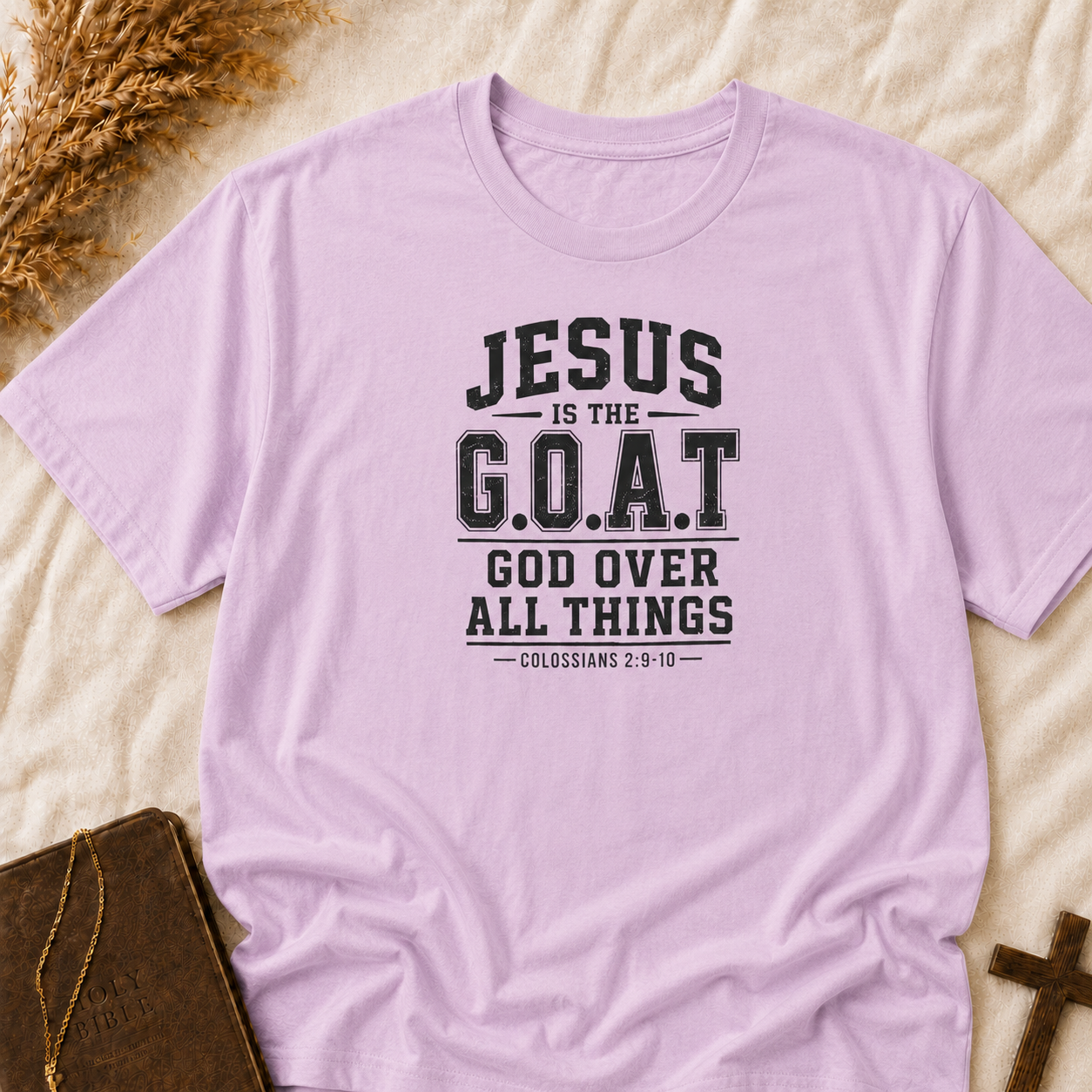 Christian T-Shirt — "Jesus is the G.O.A.T. (God Over All Things)" Graphic Tee