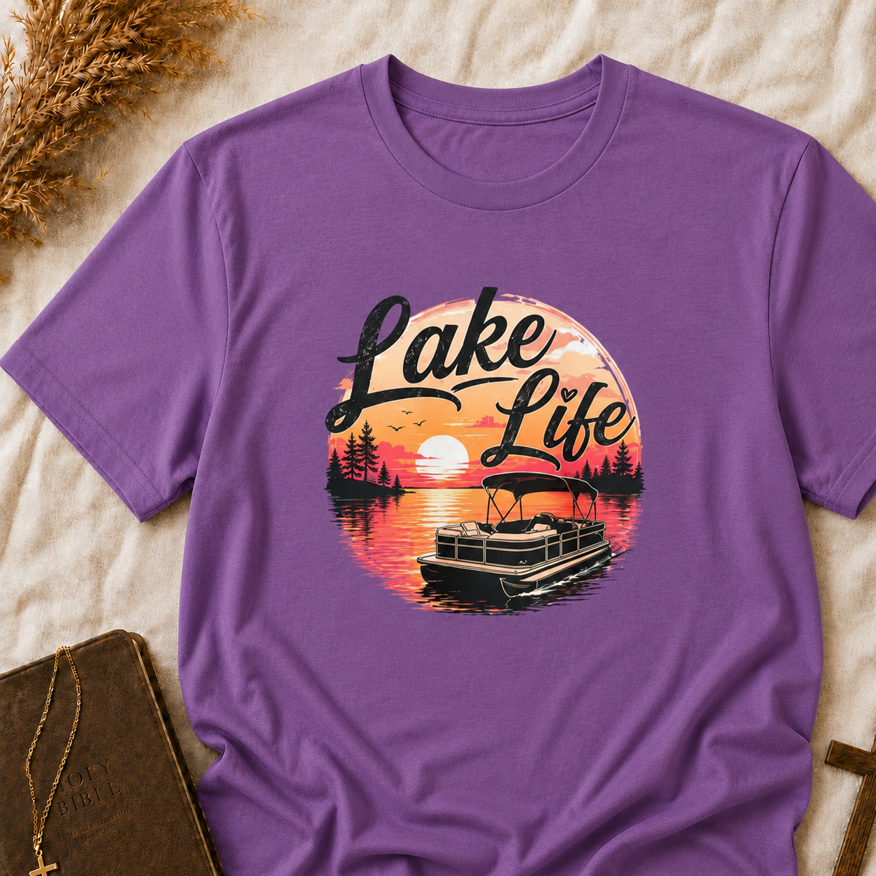 Lake Life T-Shirt – Retro Sunset Pontoon Boat Tee for Boating & Summer Lake Days