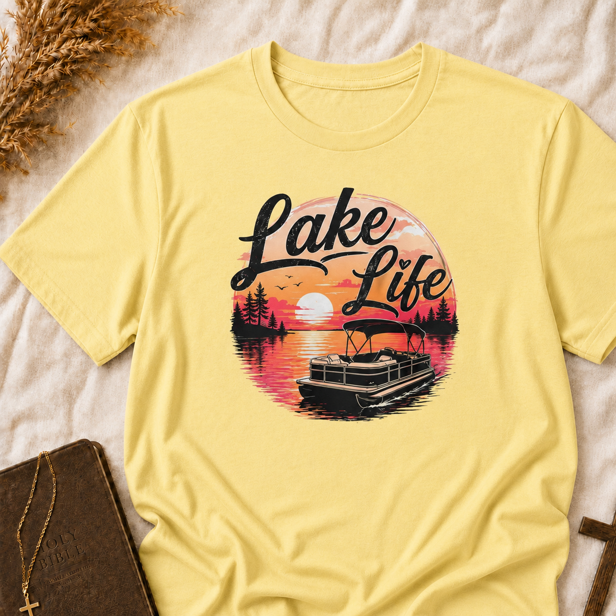 Lake Life T-Shirt – Retro Sunset Pontoon Boat Tee for Boating & Summer Lake Days