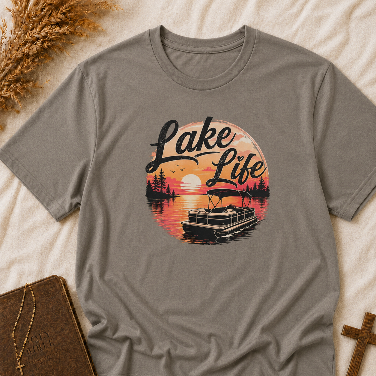 Lake Life T-Shirt – Retro Sunset Pontoon Boat Tee for Boating & Summer Lake Days