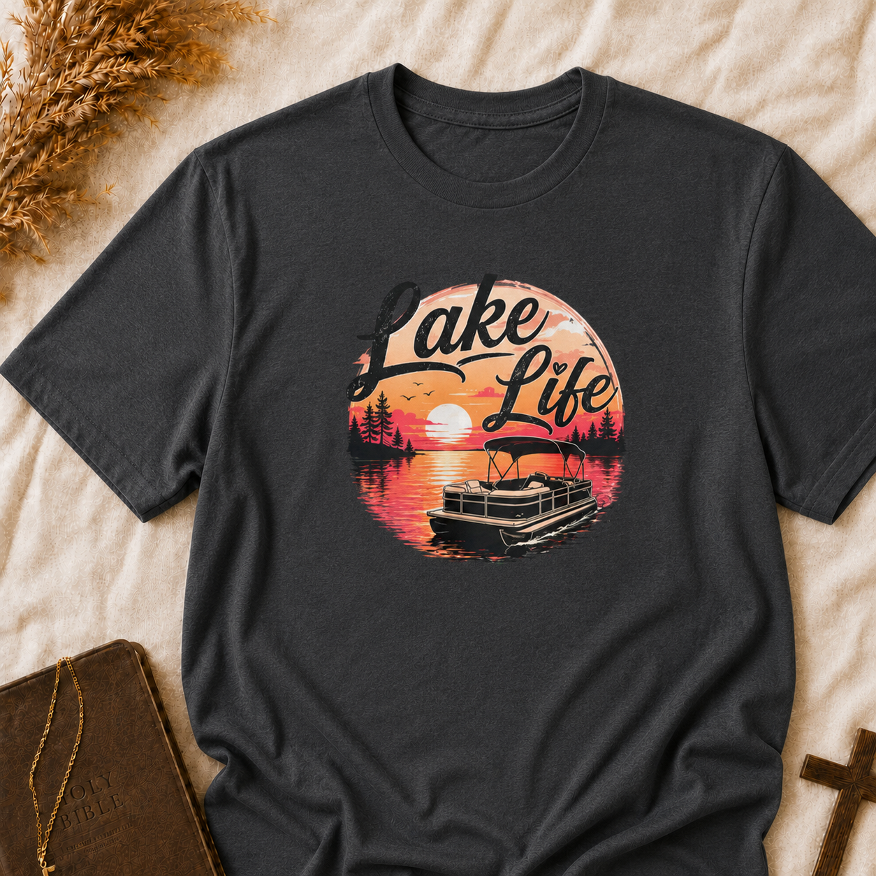 Lake Life T-Shirt – Retro Sunset Pontoon Boat Tee for Boating & Summer Lake Days