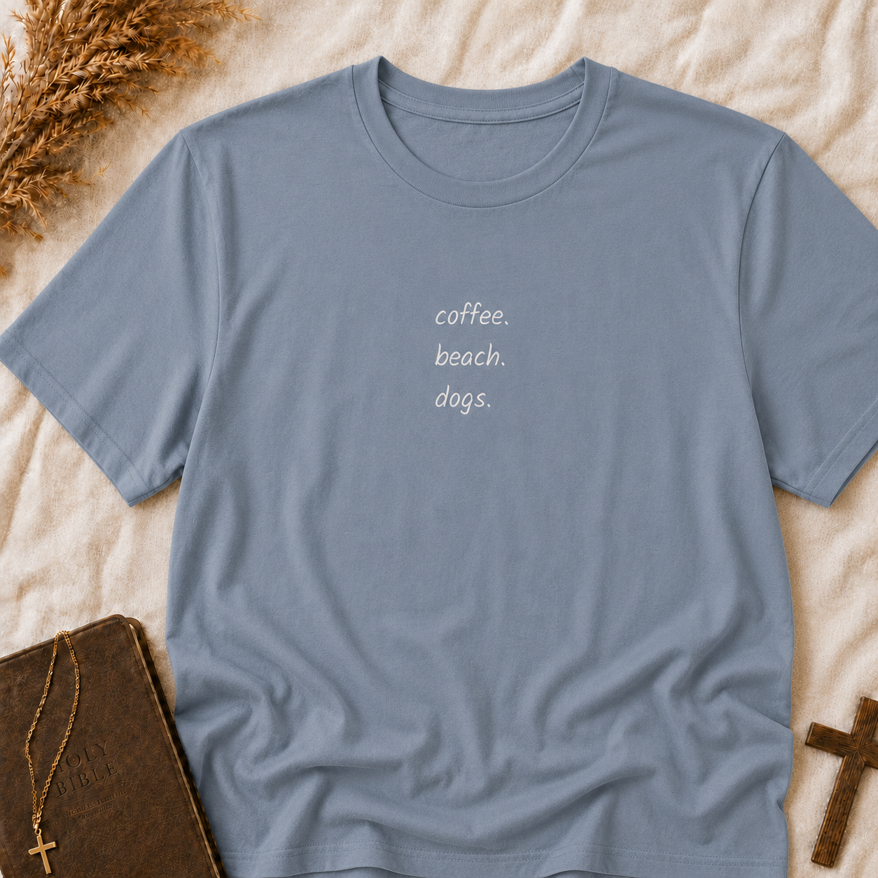Coffee Beach Dogs T-Shirt — Casual Vacation Graphic Tee