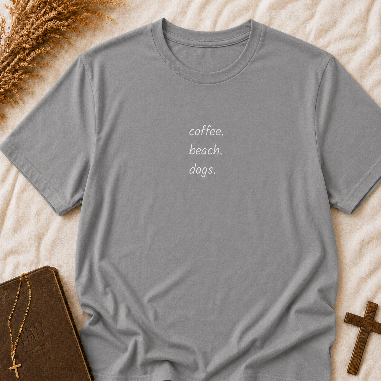 Coffee Beach Dogs T-Shirt — Casual Vacation Graphic Tee