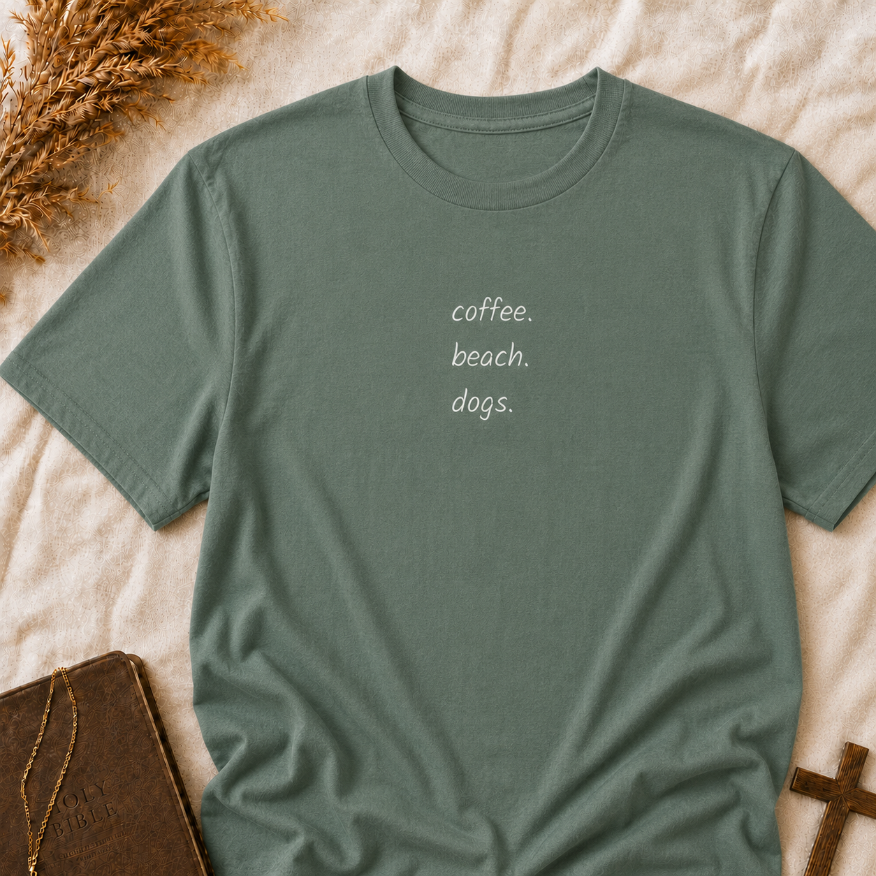 Coffee Beach Dogs T-Shirt — Casual Vacation Graphic Tee