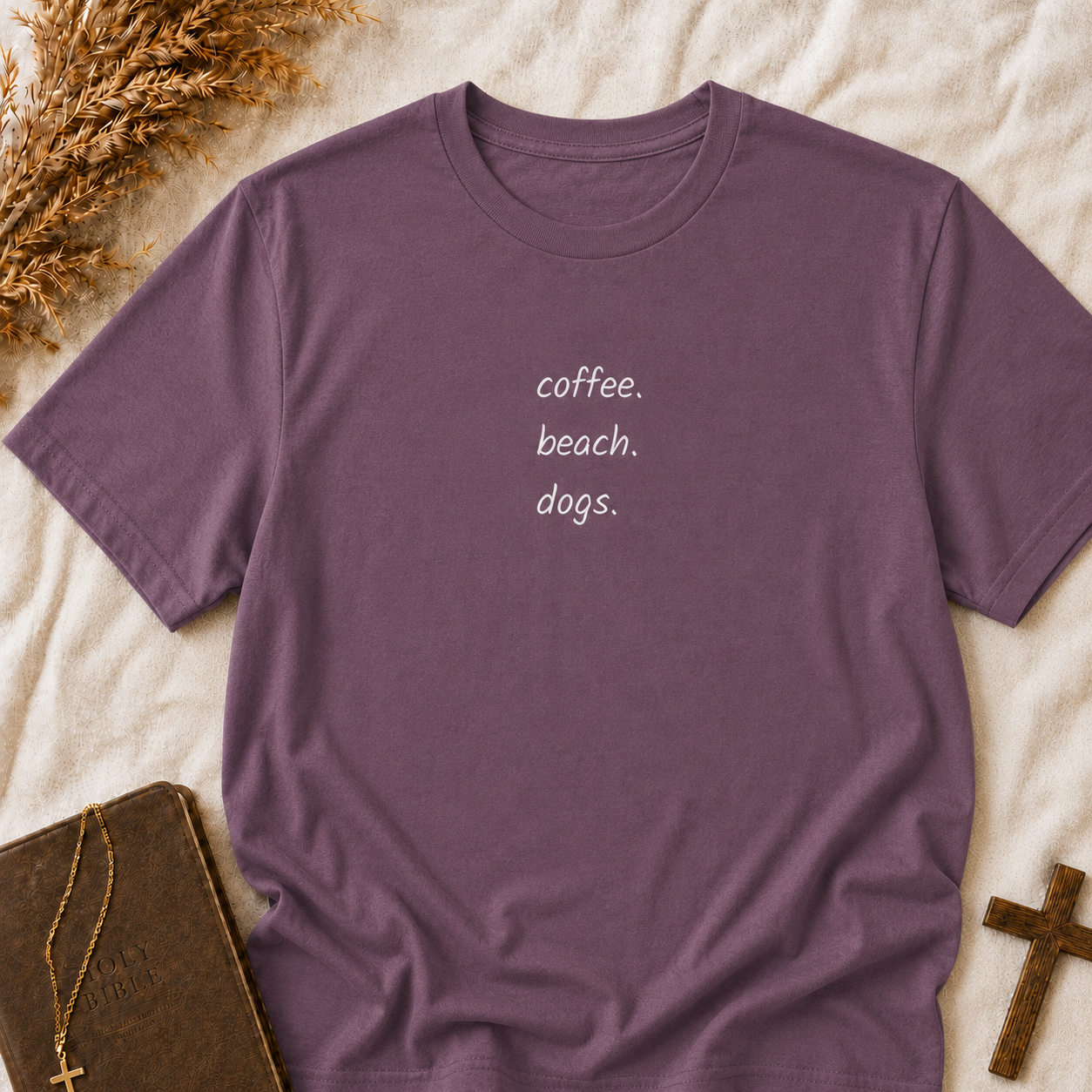 Coffee Beach Dogs T-Shirt — Casual Vacation Graphic Tee
