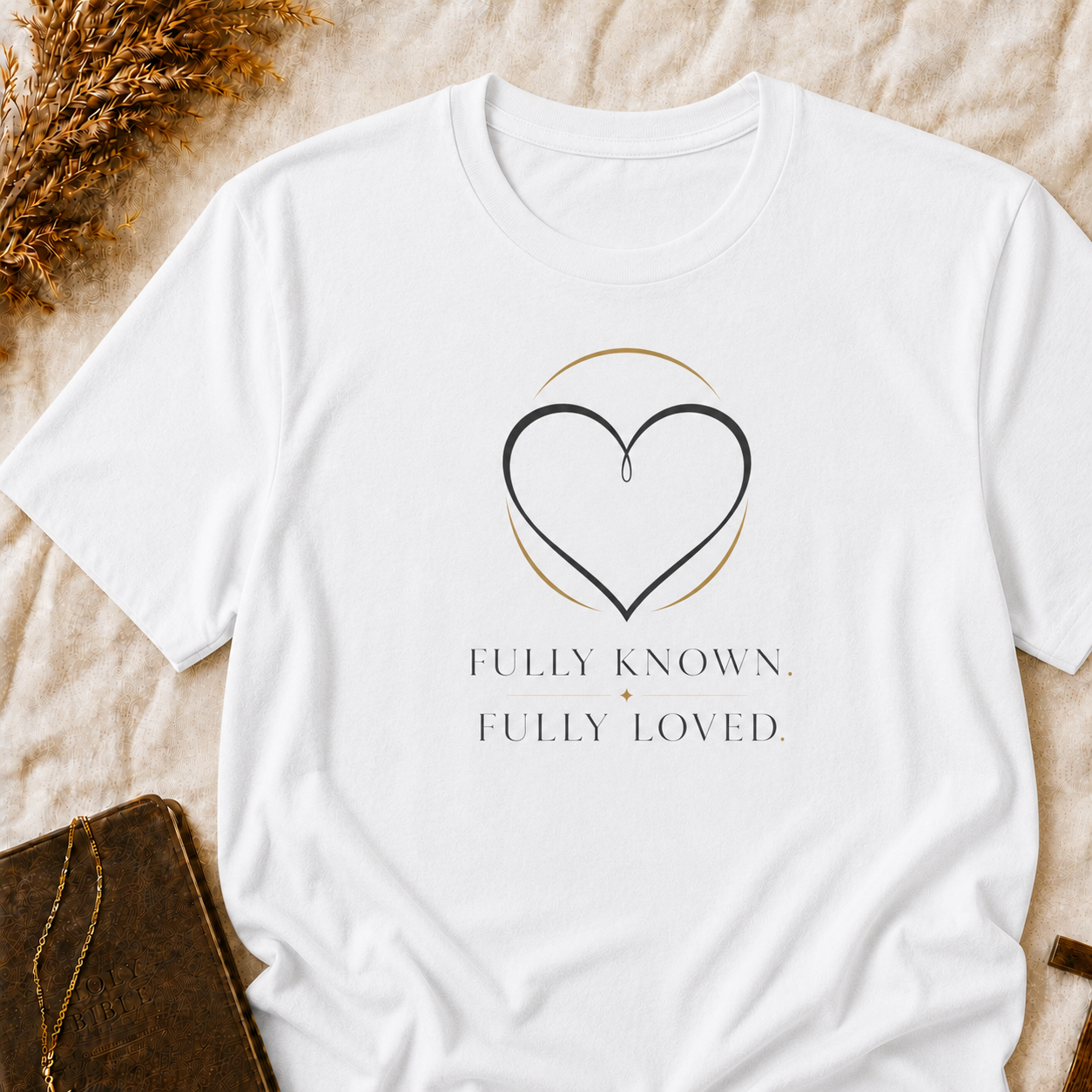 Minimalist Heart T-Shirt — 'Fully Known Fully Loved' Inspirational Tee