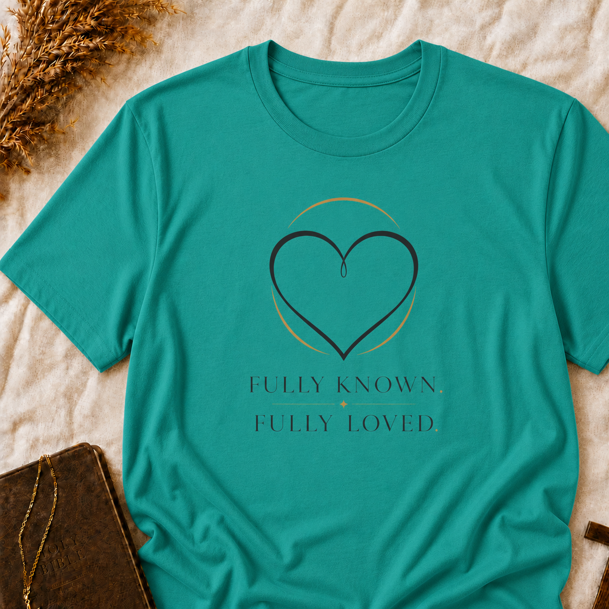 Minimalist Heart T-Shirt — 'Fully Known Fully Loved' Inspirational Tee