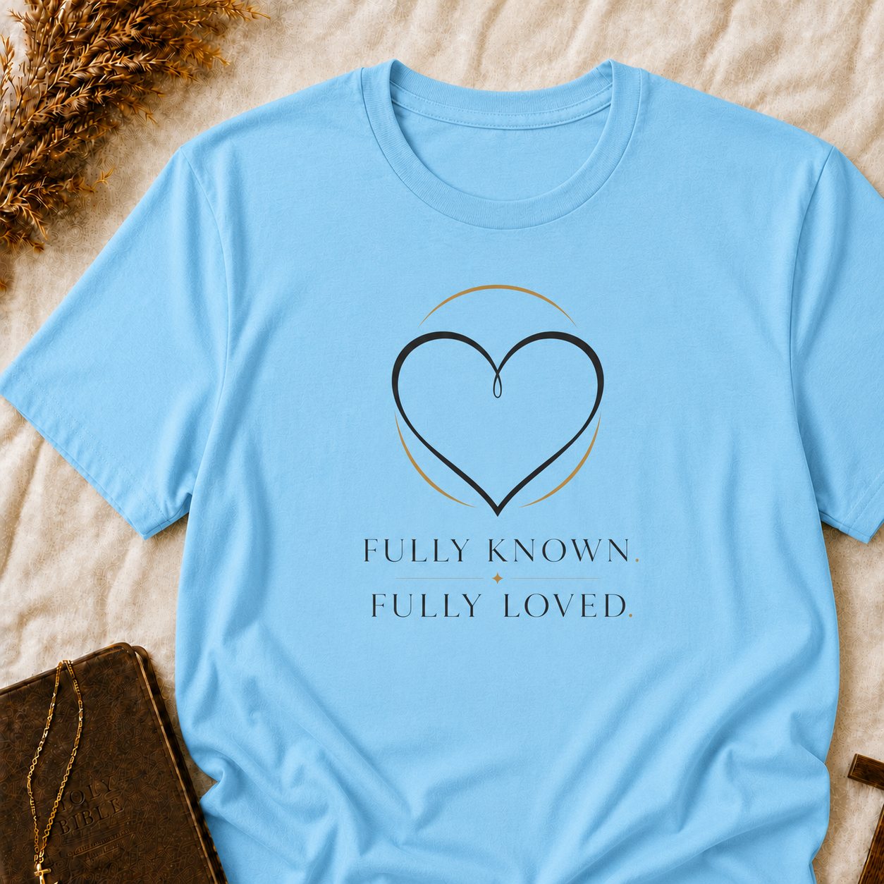 Minimalist Heart T-Shirt — 'Fully Known Fully Loved' Inspirational Tee