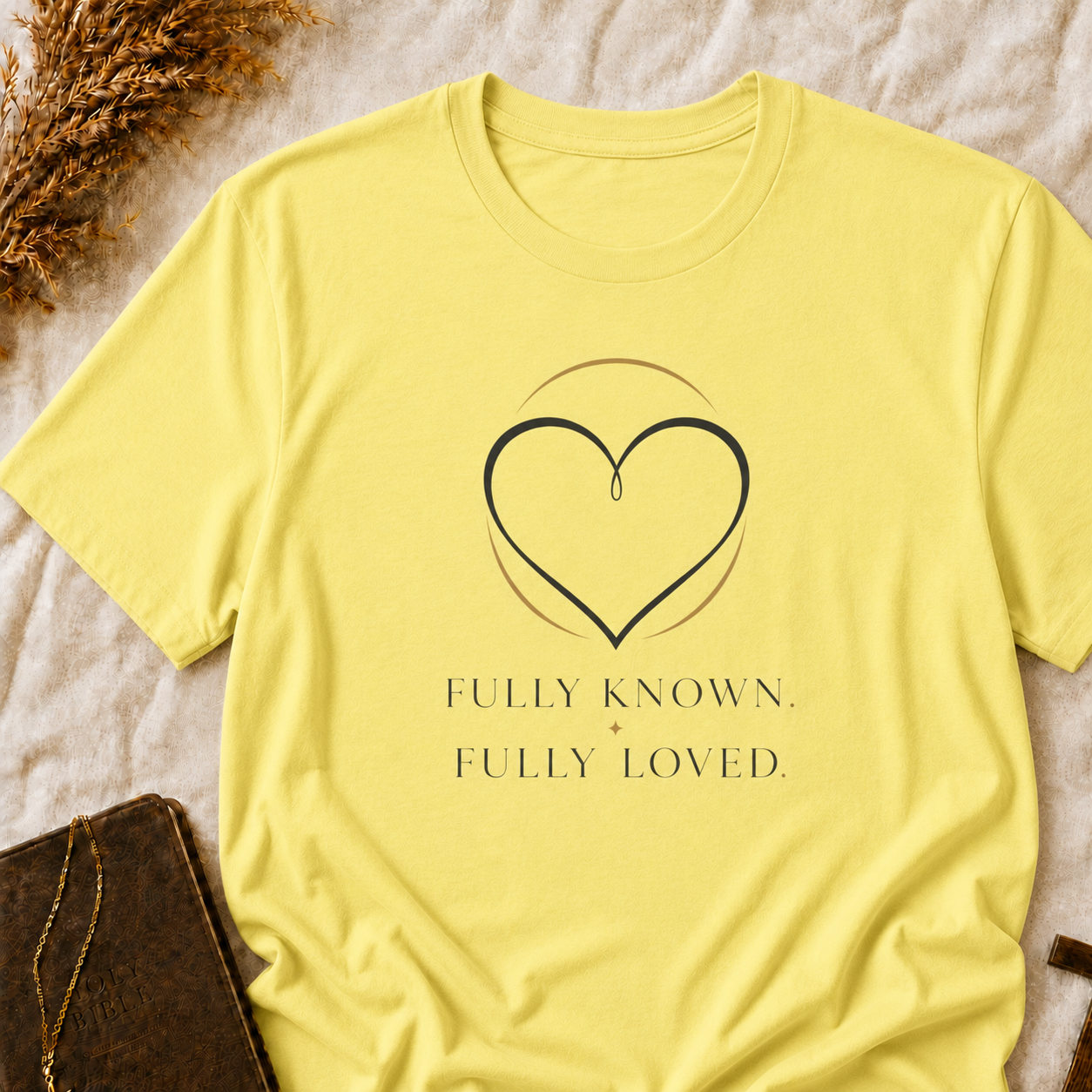 Minimalist Heart T-Shirt — 'Fully Known Fully Loved' Inspirational Tee