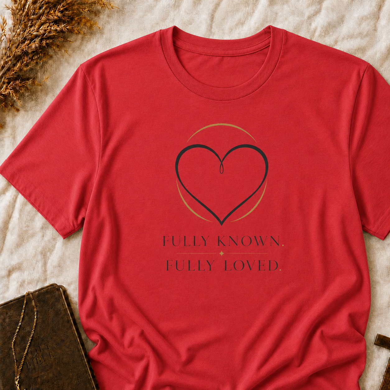 Minimalist Heart T-Shirt — 'Fully Known Fully Loved' Inspirational Tee