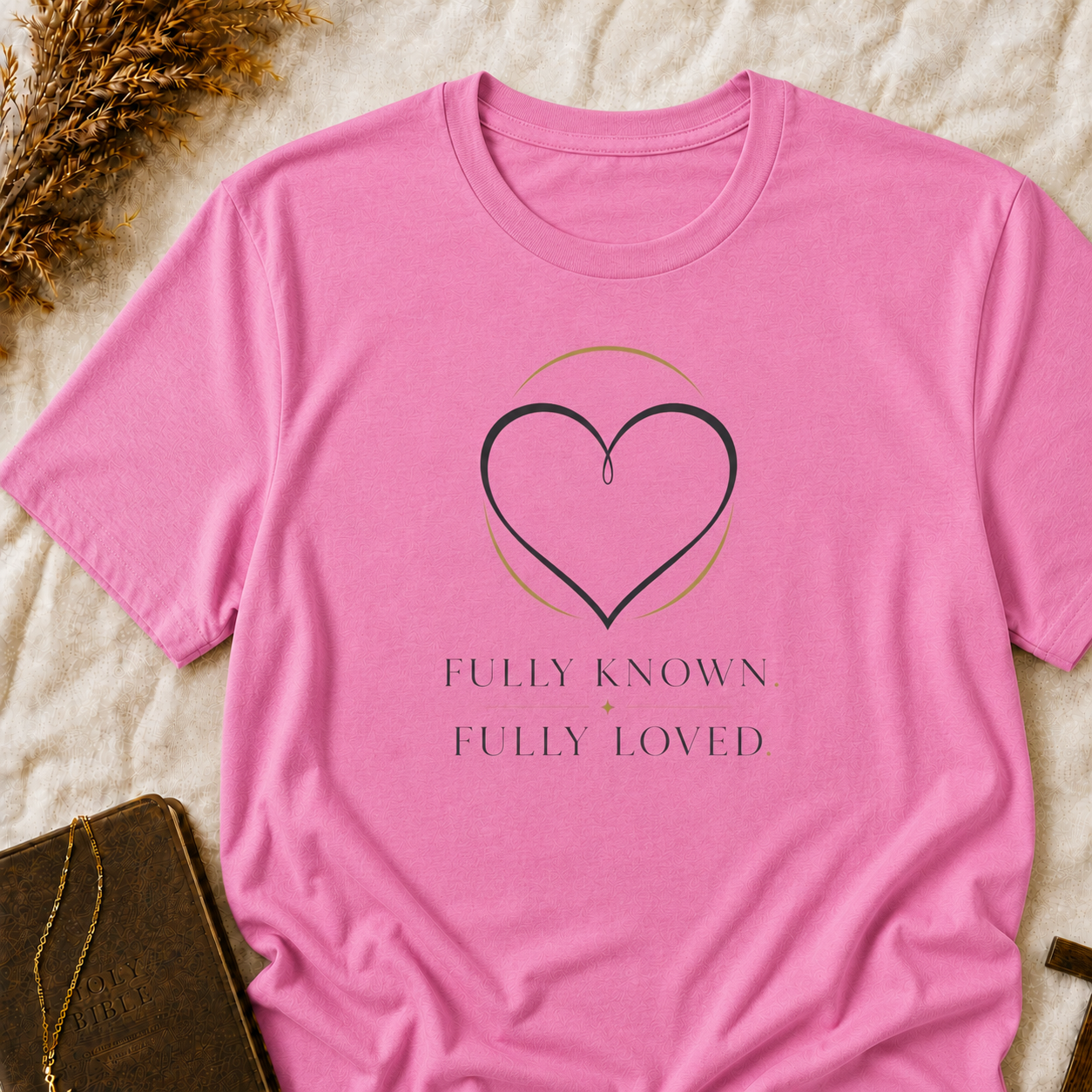 Minimalist Heart T-Shirt — 'Fully Known Fully Loved' Inspirational Tee
