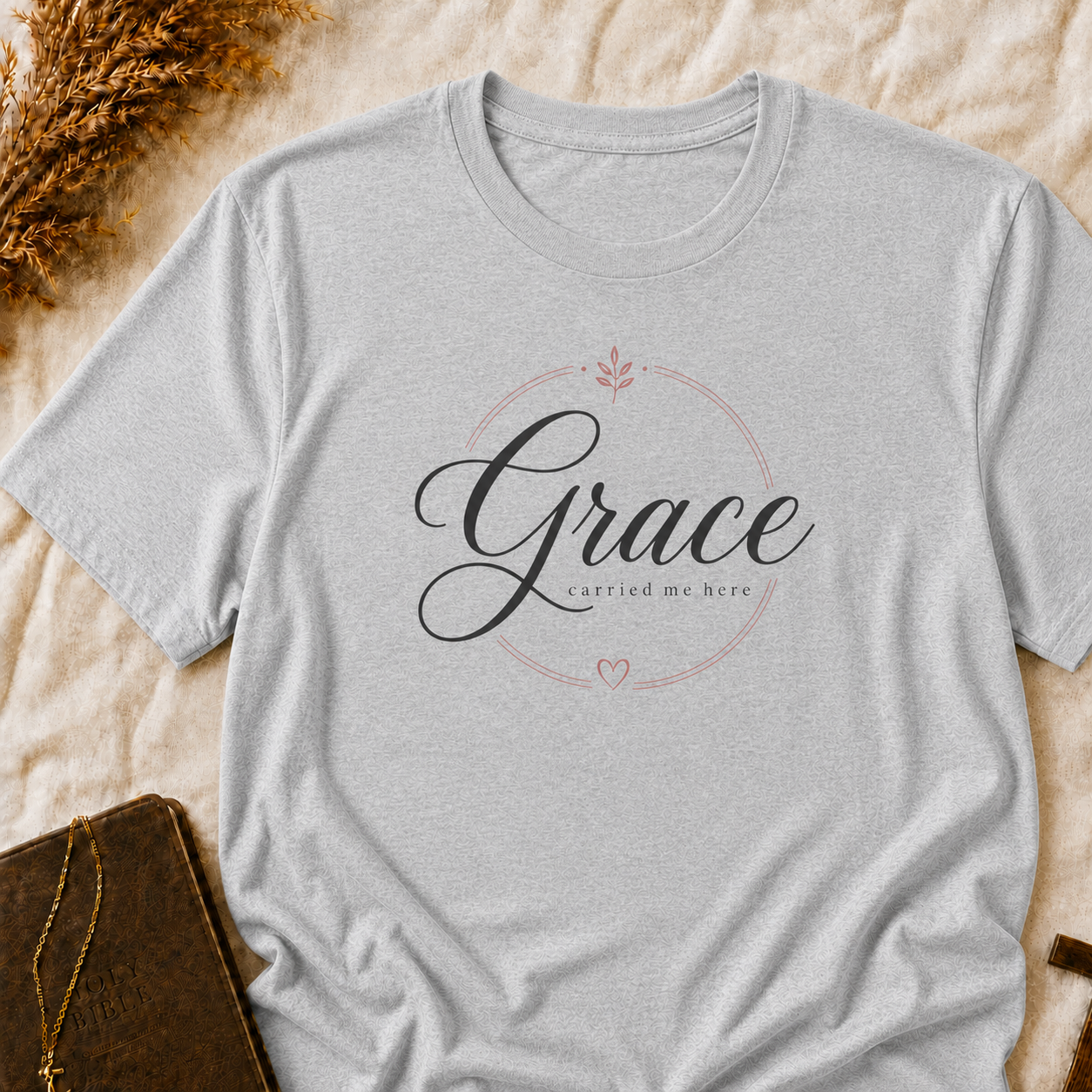 Grace Carried Me Here T-Shirt — Inspirational Christian Faith Graphic Tee