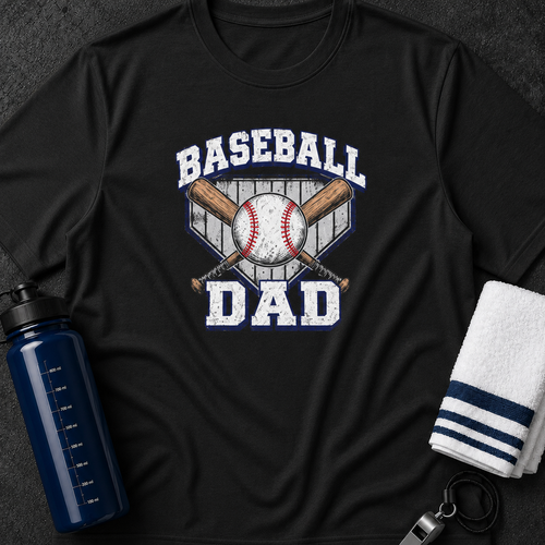 Baseball Dad T-Shirt — Vintage Baseball Bat & Ball Dad Tee