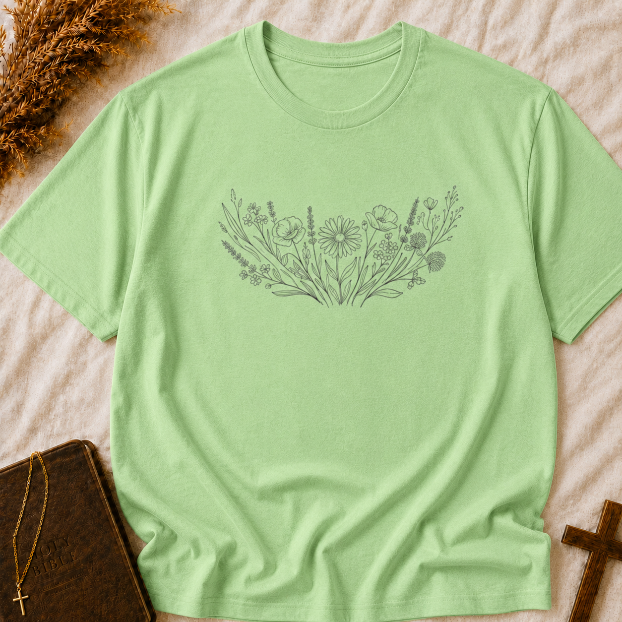 Floral Meadow Chest Graphic T-Shirt