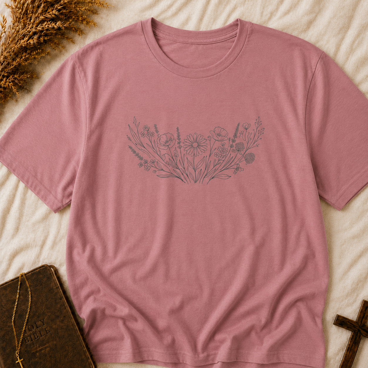 Floral Meadow Chest Graphic T-Shirt