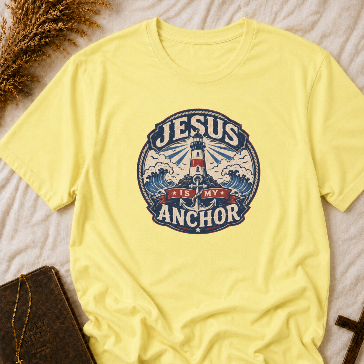 Jesus Is My Anchor T-Shirt — Lighthouse Christian Faith Tee