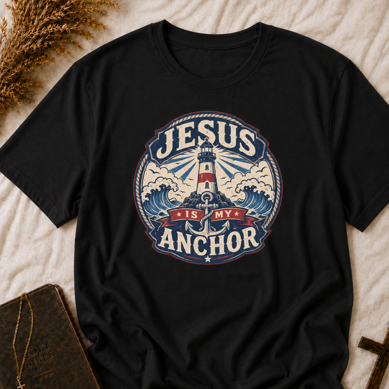 Jesus Is My Anchor T-Shirt — Lighthouse Christian Faith Tee
