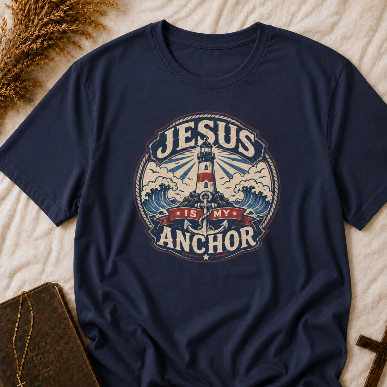 Jesus Is My Anchor T-Shirt — Lighthouse Christian Faith Tee