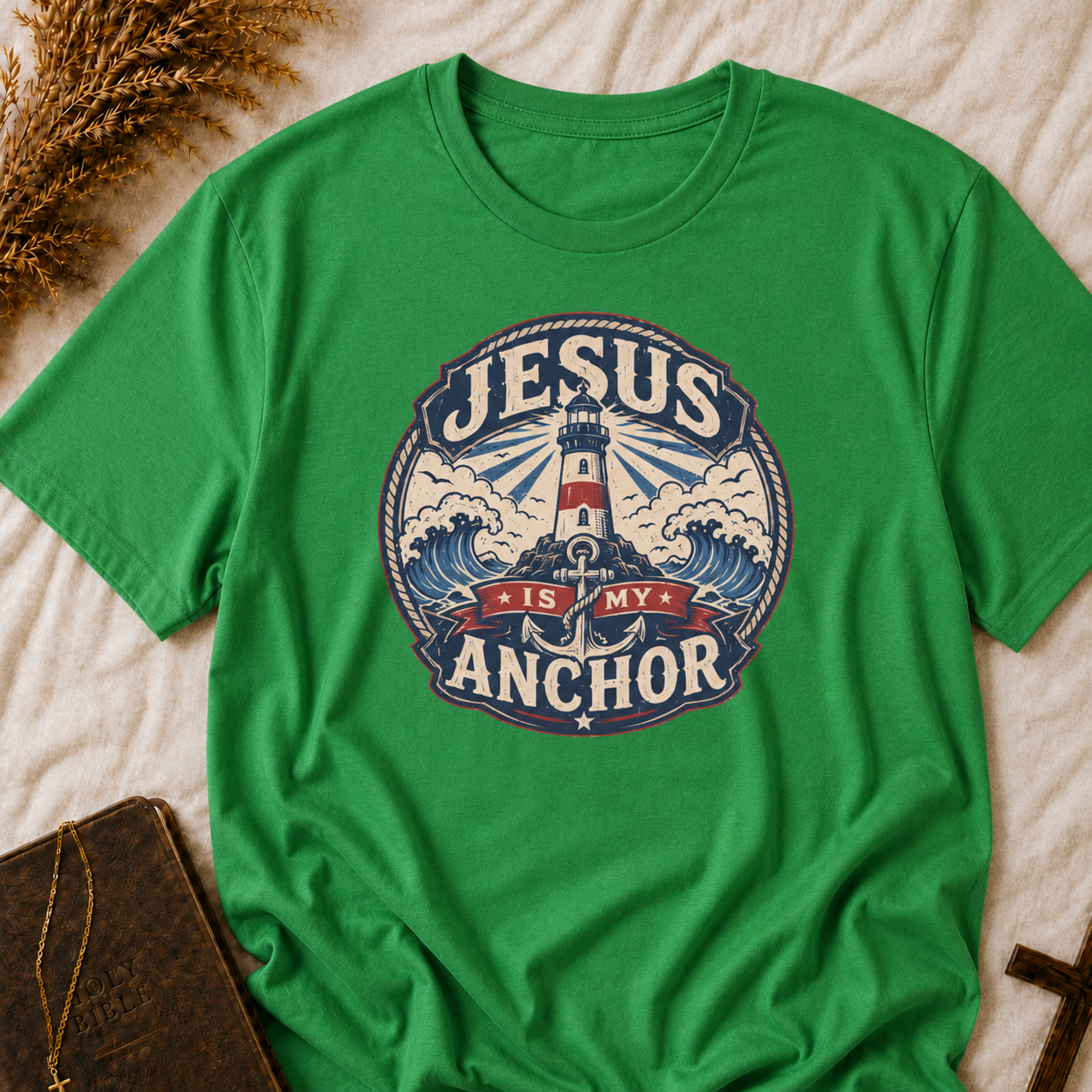 Jesus Is My Anchor T-Shirt — Lighthouse Christian Faith Tee