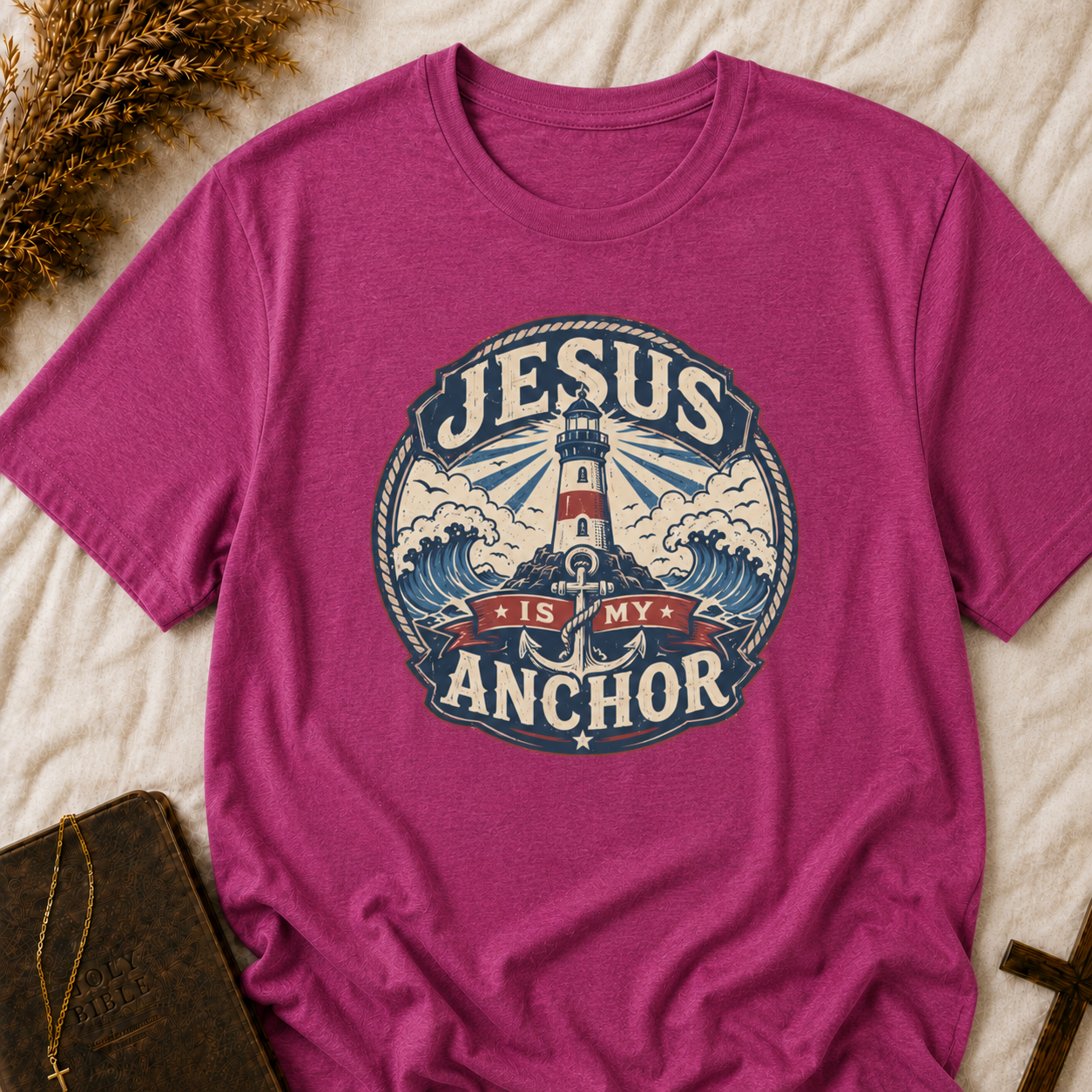 Jesus Is My Anchor T-Shirt — Lighthouse Christian Faith Tee