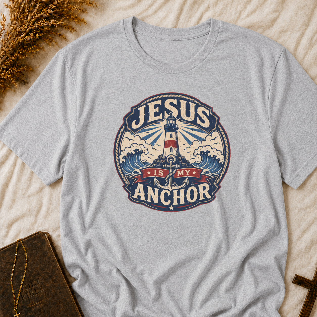 Jesus Is My Anchor T-Shirt — Lighthouse Christian Faith Tee