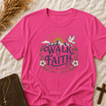 Walk By Faith T-Shirt — Inspirational Christian Tee with Dove & Mountain Design