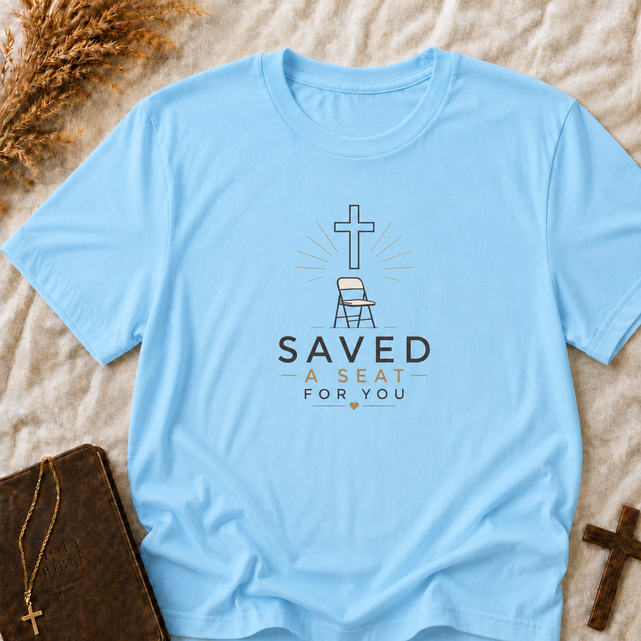 Saved T-Shirt — "Saved a Seat for You" Christian Faith Tee