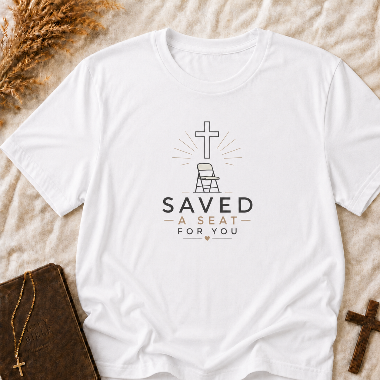 Saved T-Shirt — "Saved a Seat for You" Christian Faith Tee