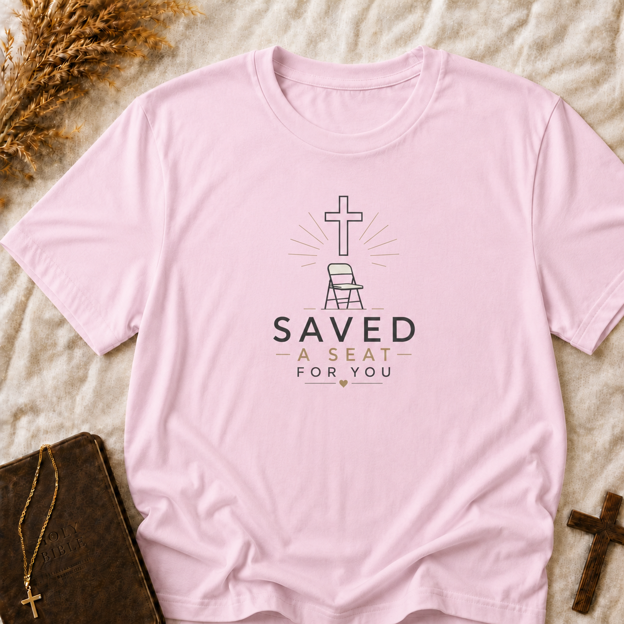 Saved T-Shirt — "Saved a Seat for You" Christian Faith Tee