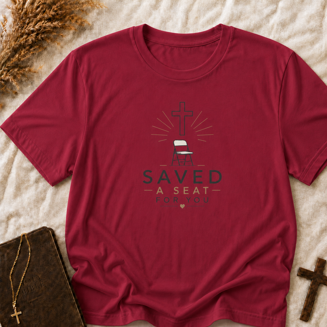 Saved T-Shirt — "Saved a Seat for You" Christian Faith Tee
