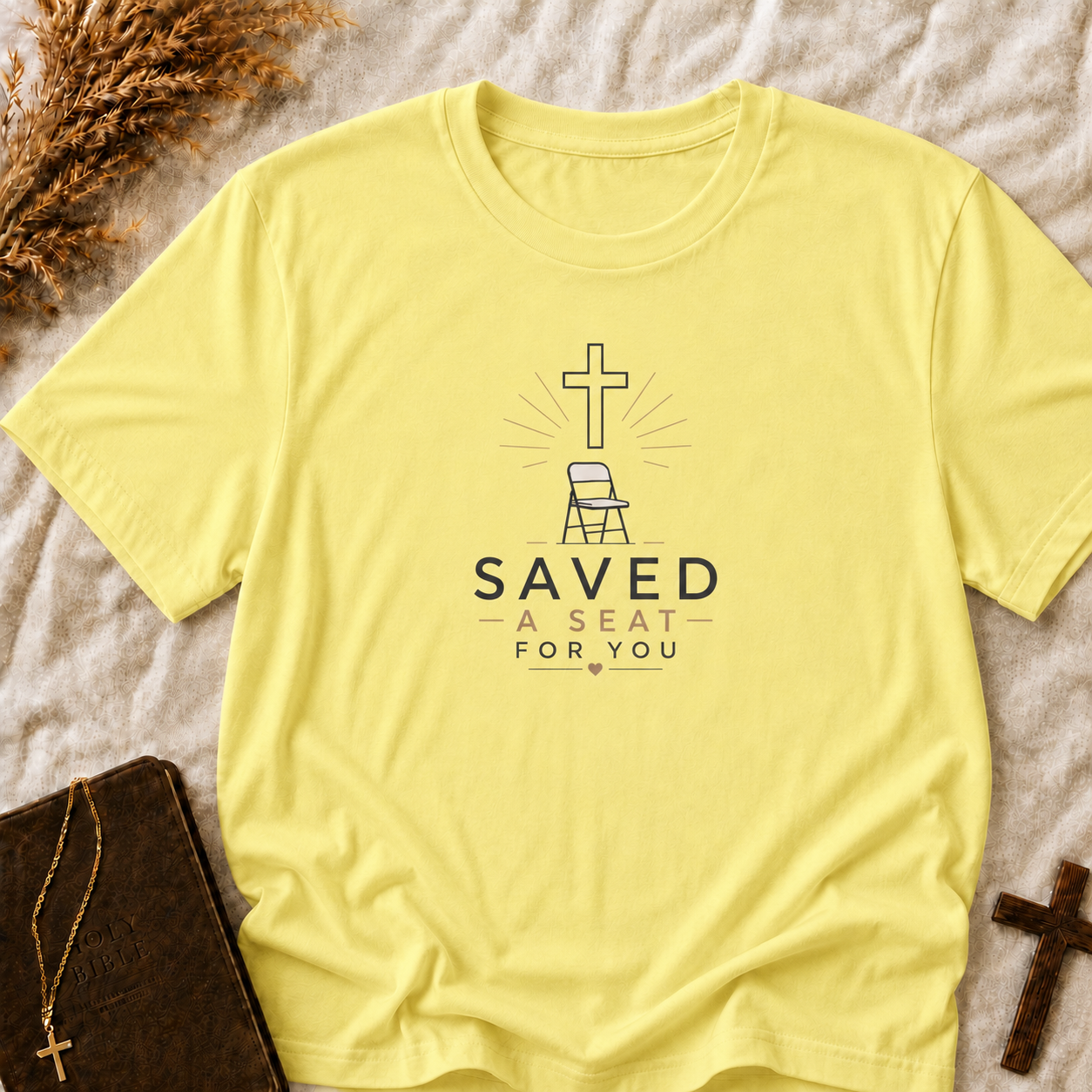 Saved T-Shirt — "Saved a Seat for You" Christian Faith Tee